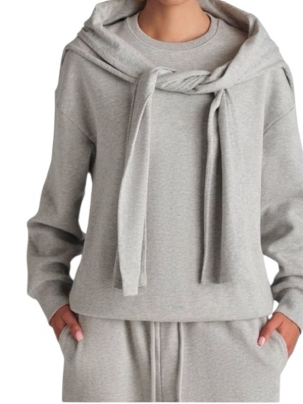 KBB by Kahlana Long Sleeve Heather Gray Double Layer Crewneck Sweatshirt XL NWT